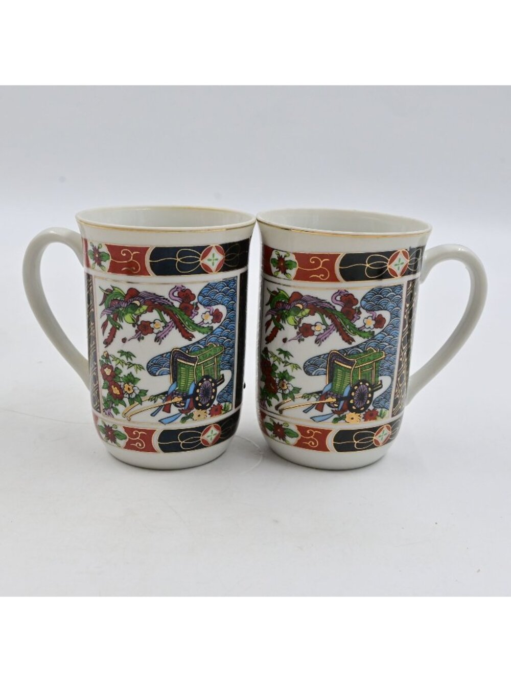 Heritage Mint Imari Porcelain Mugs Set of 2 Japanese Coffee Cups Vintage